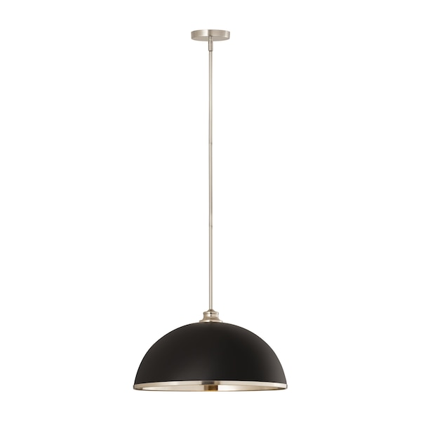 Z-Lite Landry 1 Light Pendant, Matte Black & Brushed Nickel 1004P20-MB-BN - main